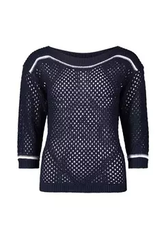 Свитер открытой вязки с трикотажными деталями BETTY BARCLAY, цвет Patch Dark Blue/white