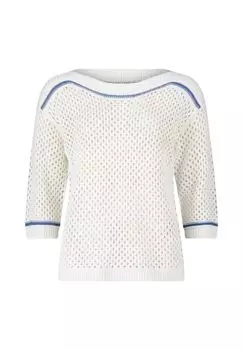 Свитер открытой вязки с трикотажными деталями BETTY BARCLAY, цвет Patch White/blue