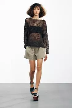 Свитер открытой вязки ZARA, коричневый