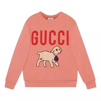 Свитер oversize sweatshirt with lamb patch 'pink' Gucci, розовый