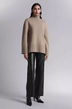 Свитер оверсайз из шерсти мериноса с водолазкой H&M, серый
