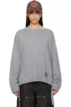 Свитер оверсайз из смешанной шерсти Grey Future GANNI