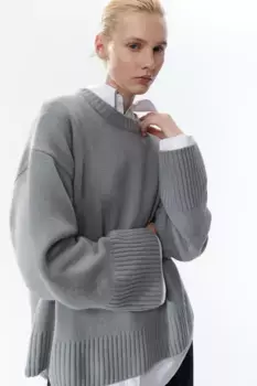 Свитер оверсайз из смесового кашемира H&M, серый