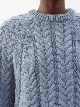 Свитер оверсайз из смесовой шерсти с контрастной вставкой Raey, синий