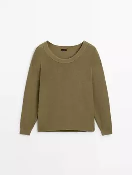 Свитер оверсайз изнаночной вязки Massimo Dutti, зеленый