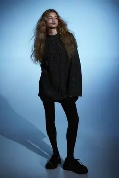 Свитер оверсайз косой вязки H&M, серый
