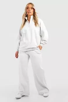 Свитер оверсайз на половинной молнии plus Boohoo, серый