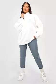 Свитер оверсайз на половинной молнии plus dsgn studio Boohoo, кремовый