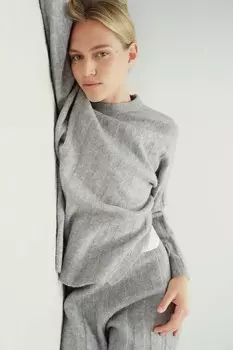 Свитер оверсайз рельефной вязки H&M, серый