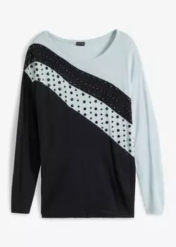 Свитер оверсайз с аппликацией Bodyflirt, черный