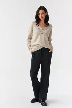 Свитер оверсайз с глубоким вырезом Tatuum, бежевый