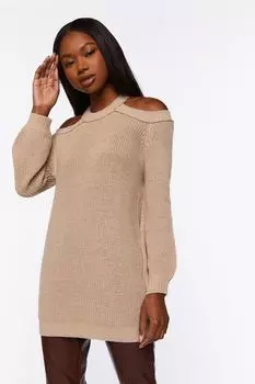 Свитер оверсайз с открытыми плечами Forever 21, серо-коричневый