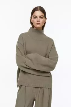 Свитер оверсайз с оттенком кашемира H&amp;M, хаки зеленый