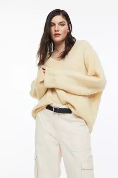 Свитер оверсайз с оттенком мохера H&amp;M, светло-желтого