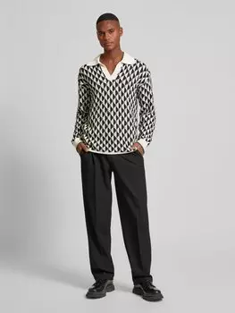 Свитер оверсайз с V-образным вырезом, модель «жаккард» Scotch & Soda, кремовый