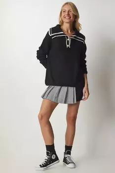 Свитер оверсайз с заниженными рукавами Happiness Istanbul, черный