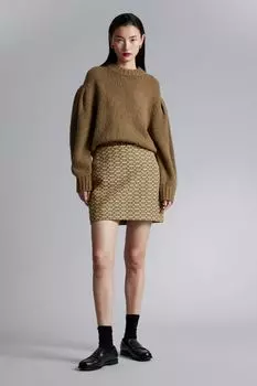 Свитер оверсайз вязанной вязки H&M, бежевый