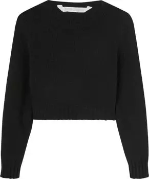 Свитер Palm Angels Curved Logo Crop Sweater 'Black/White', черный