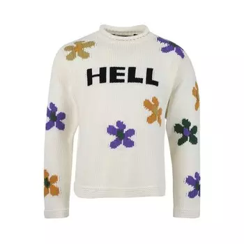 Свитер Palm Angels Hell's Flowers Sweater 'Off White', белый
