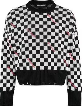 Свитер Palm Angels PA Damier Cropped Sweater 'Black/Red', черный