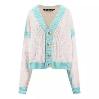 Свитер Palm Angels Sprayed Palm Cardigan 'Off White', белый