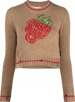 Свитер Palm Angels Strawberry Mini Sweater 'Beige/Red', загар