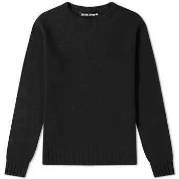 Свитер Palm Angels Wool Back Embroidered Logo Crew Knit 'Black', черный