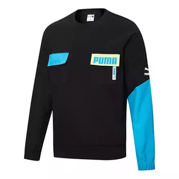Свитер patched crew neck sweater 'black blue' Puma, черный