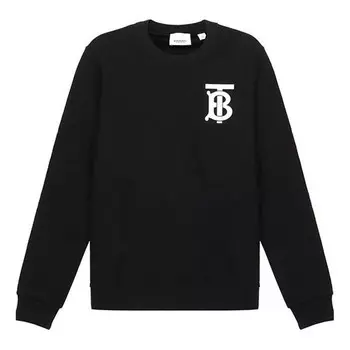 Свитер pattern round neck long sleeves pullover hoodie black Burberry, черный