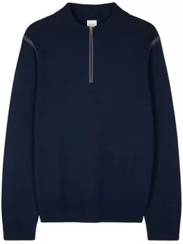 Свитер Paul Smith из мериносовой шерсти с застежкой-молнией на половину длины, синий