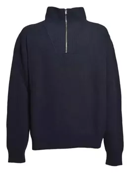 Свитер Paura с застежкой-молнией на вороте, ребристый, синий