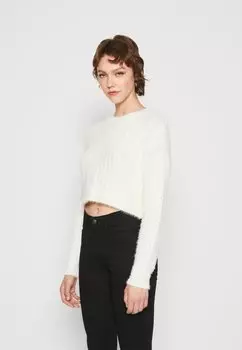 Свитер PCJO O-NECK CROPPED Pieces, Cloud Dancer