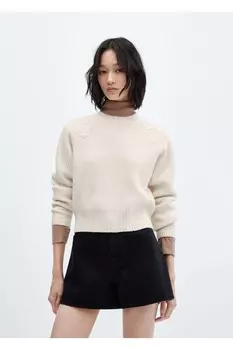 Свитер Perkins с воротником на плечах Mango, экрю