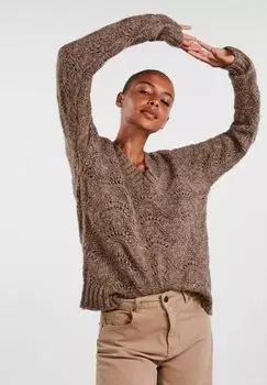 Свитер Pieces, коричневый меланж