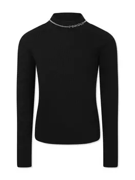 Свитер Pinko Kids с логотипом из стразов, черный