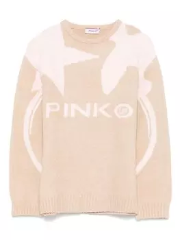 Свитер Pinko Kids, вязанный интарсией, коричневый