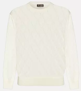 Свитер piura из кашемира и шелка с узором ромб Loro Piana, белый