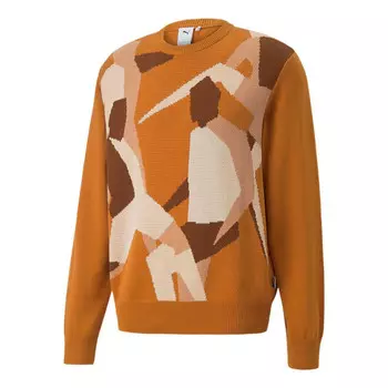 Свитер players lounge knit crew neck 'brown' Puma, коричневый