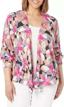 Свитер Plus Size Glowing Petals Four-Way Cardigan NIC+ZOE, цвет Pink Multi
