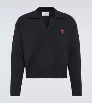 Свитер-Поло Ami De Cur из смесового хлопка Ami Paris, черный