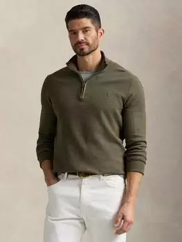 Свитер polo big & tall на молнии наполовину Ralph Lauren, цвет Cargo Olive/Heather