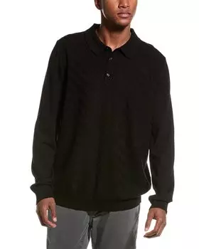 Свитер-поло BOSS Hugo Boss Padori из смесовой шерсти, черный