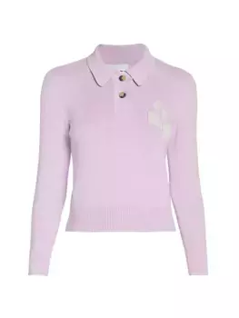 Свитер-поло из хлопка и шерсти с логотипом Nola Isabel Marant toile, цвет lilac