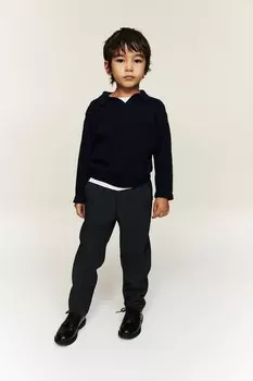 Свитер-Поло из хлопка в рубчик H&M, синий
