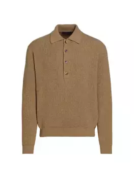 Свитер-поло из кашемира с грубым ворсом Loro Piana, цвет fine sand