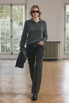 Свитер поло из кашемира ZARA, серый
