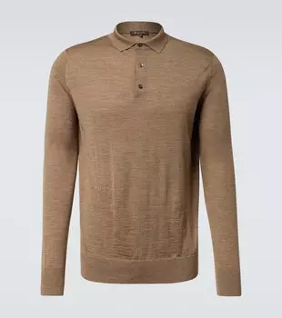 Свитер-поло из натуральной шерсти Loro Piana, цвет tundra melange