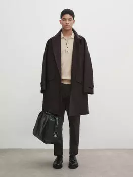 Свитер-поло из пультной трикотажи Massimo Dutti, бежевый