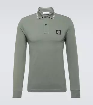 Свитер-поло из смесового хлопка Stone Island, зеленый