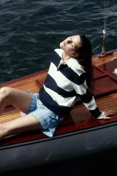 Свитер-Поло из тонкой вязки. H&M, белый